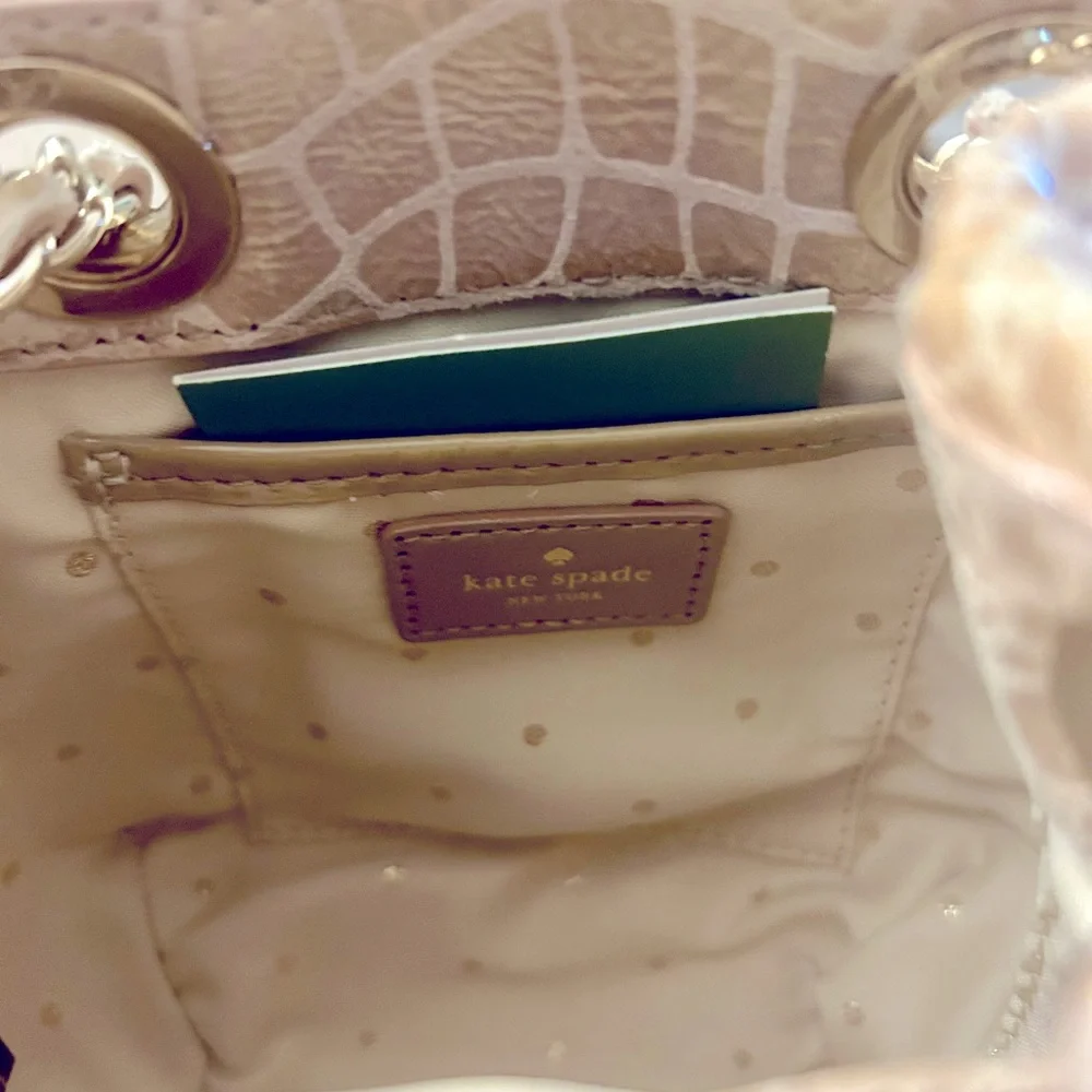 NWT Vintage Kate Spade Devote Lissy Bag with Leather Chain Strap in Sable Cream - Picture 5 of 11
